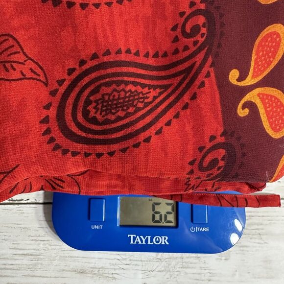 Nouveau Monde Womens Plus Size 2X Lined Red Chiffon Blouse Sheer Shoulder Pads - Picture 13 of 14